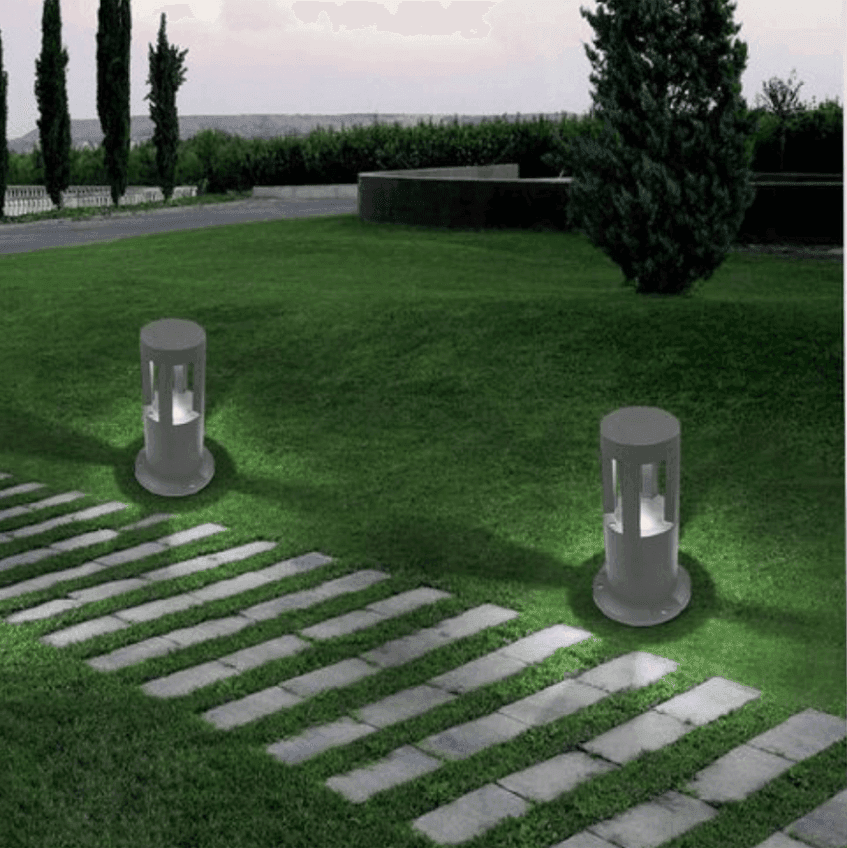 LAMPADA DA TERRA SEGNAPASSO GRIGIO DA GIARDINO IP65 IN ALLUMINIO VETRO 12W ES59 - 2
