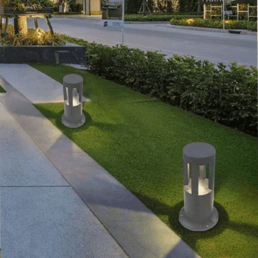 LAMPADA DA TERRA SEGNAPASSO GRIGIO DA GIARDINO IP65 IN ALLUMINIO VETRO 12W ES59 - 4