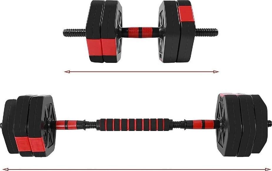 SET MANUBRI BILANCIERE CON BIELLA REGOLABILI 15KG ALLENAMENTO CORPO PALESTRA CASA - 4