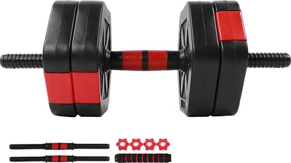 SET MANUBRI BILANCIERE CON BIELLA REGOLABILI 15KG ALLENAMENTO CORPO PALESTRA CASA - 9