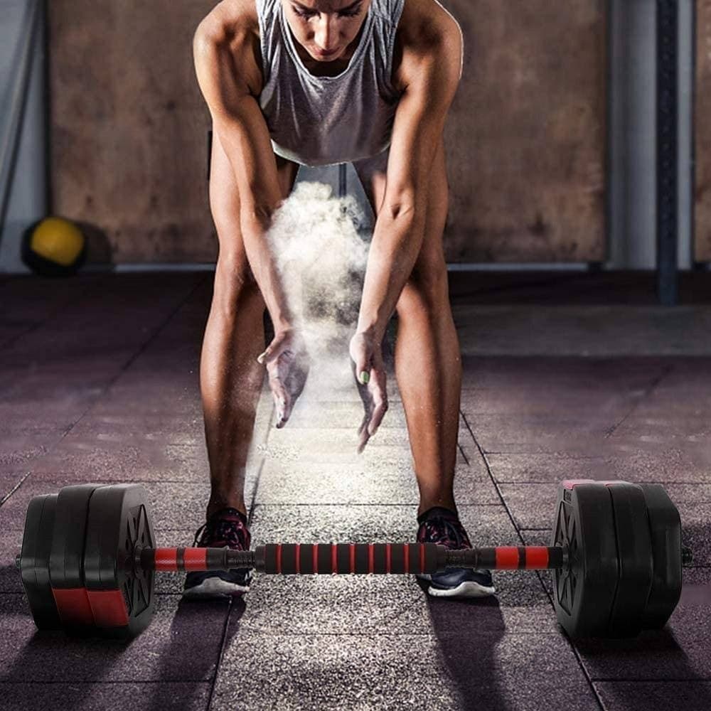 SET MANUBRI BILANCIERE CON BIELLA REGOLABILI 10KG ALLENAMENTO CORPO PALESTRA CASA - 2
