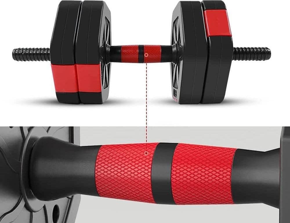 SET MANUBRI BILANCIERE CON BIELLA REGOLABILI 25KG ALLENAMENTO CORPO PALESTRA CASA - 3