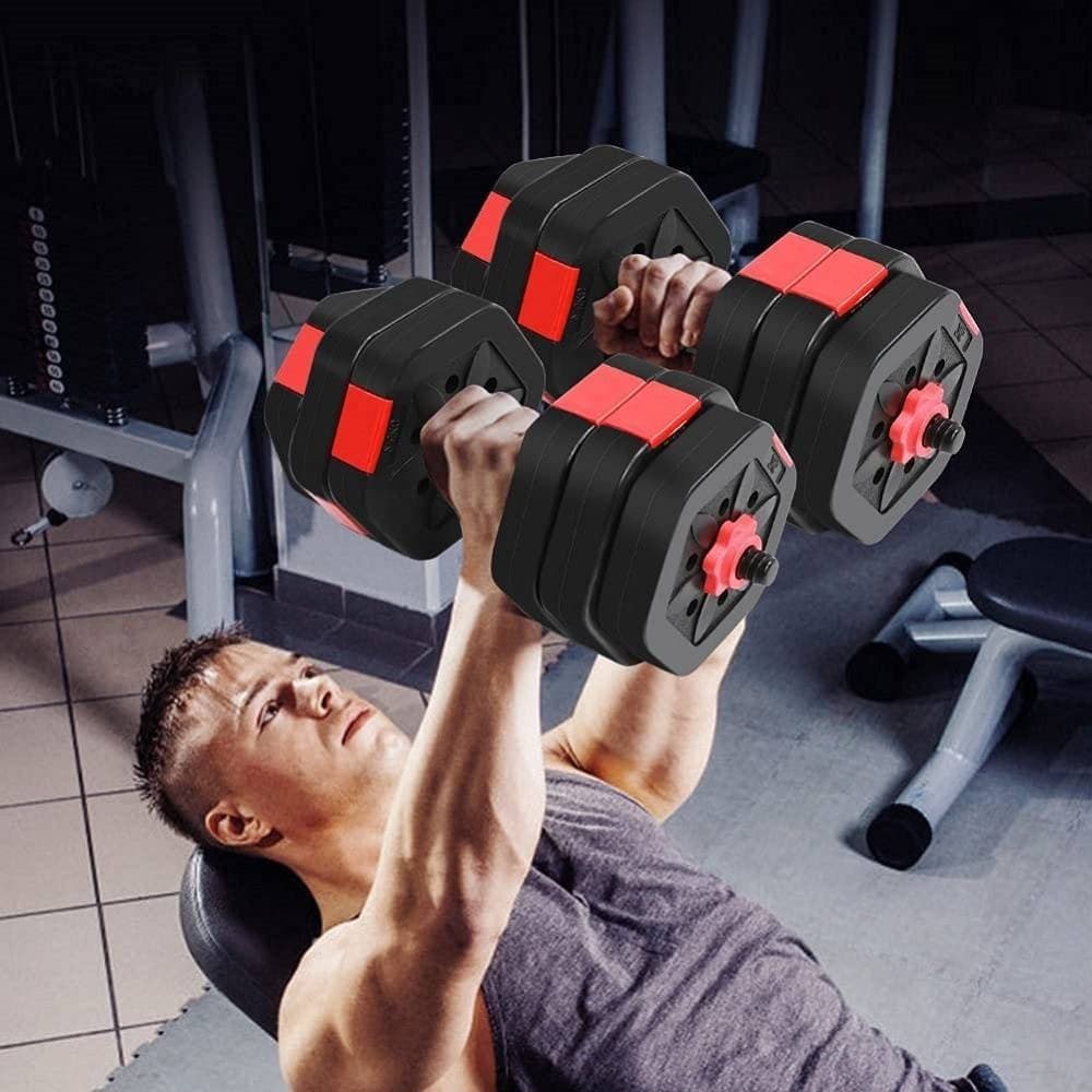 SET MANUBRI BILANCIERE CON BIELLA REGOLABILI 25KG ALLENAMENTO CORPO PALESTRA CASA - 6