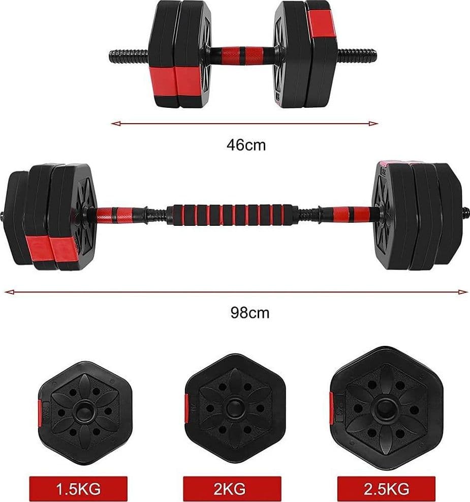 SET MANUBRI BILANCIERE CON BIELLA REGOLABILI 25KG ALLENAMENTO CORPO PALESTRA CASA - 9