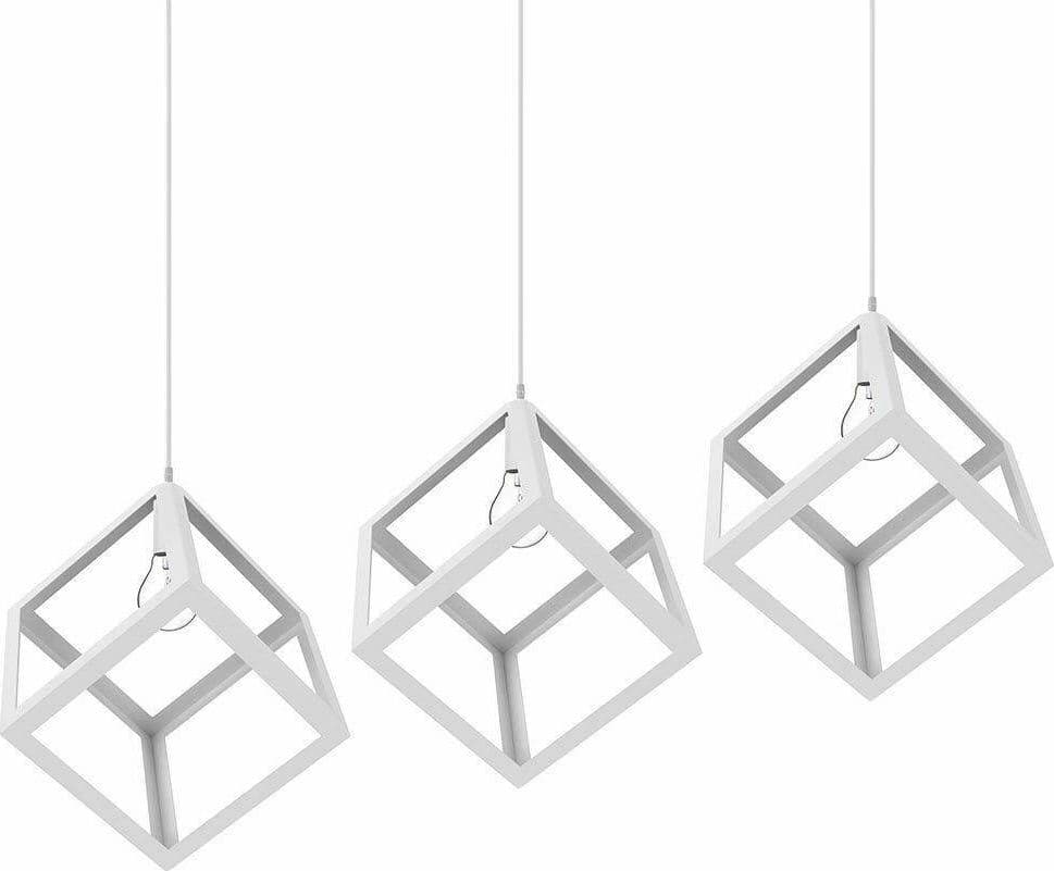 LAMPADARIO LAMPADA SOSPENSIONE CUBO 23CM DESIGN MODERNO PARALUME METALLO BIANCO - 3
