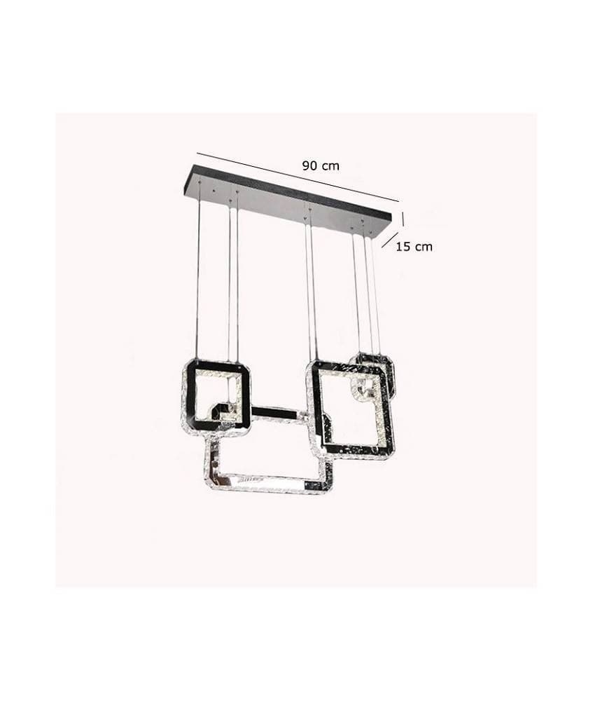 LAMPADARIO LED 55 W A SOSPENSIONE CON CRISTALLI LUCE FREDDA 6500K 4 PENDENTI A17 - 4