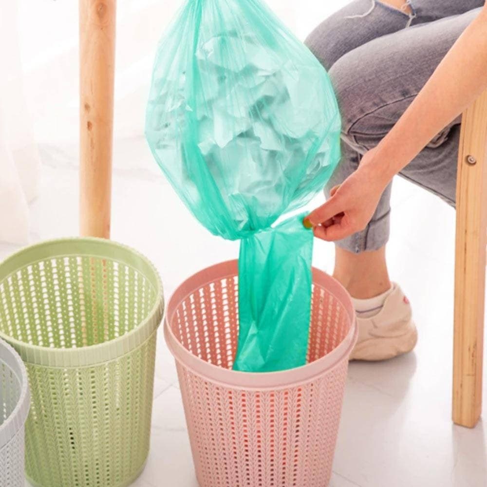 7X ROTOLI SACCHETTI BUSTE SPAZZATURA 40LT 55X65CM CHIUSURA LACCETTO VERDE 105PZ - 4