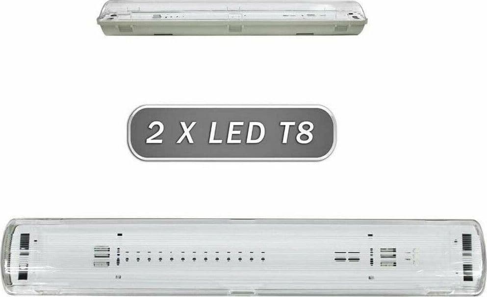 PLAFONIERA STAGNA 2 NEON LED TUBO T8 G13 150 CM DA PARETE SOFFITTO IP65 T8-150S - 3