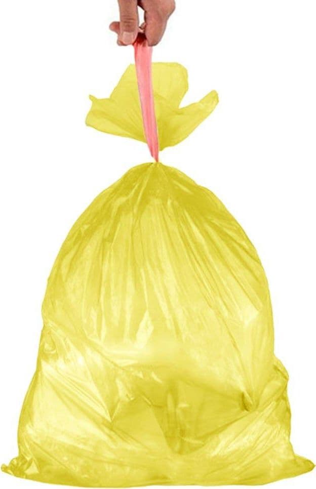 7X ROTOLI SACCHETTI BUSTE SPAZZATURA 40LT 55X65CM CHIUSURA LACCETTO GIALLO 105PZ - 2