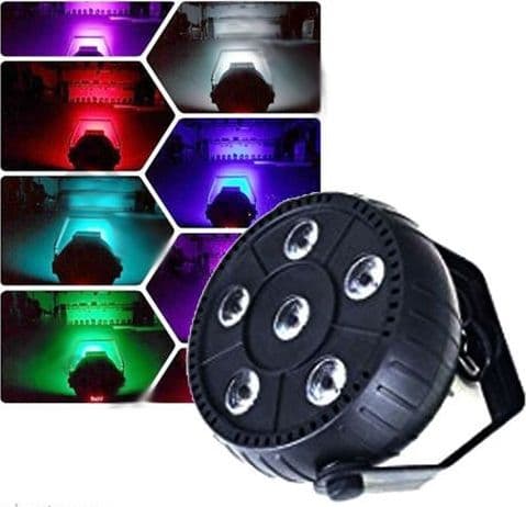PROIETTORE EFFETTO LUCE FLAT PAR LIGHT RGB ALTA LUMINOSITA PER FESTE 6 LED 10W