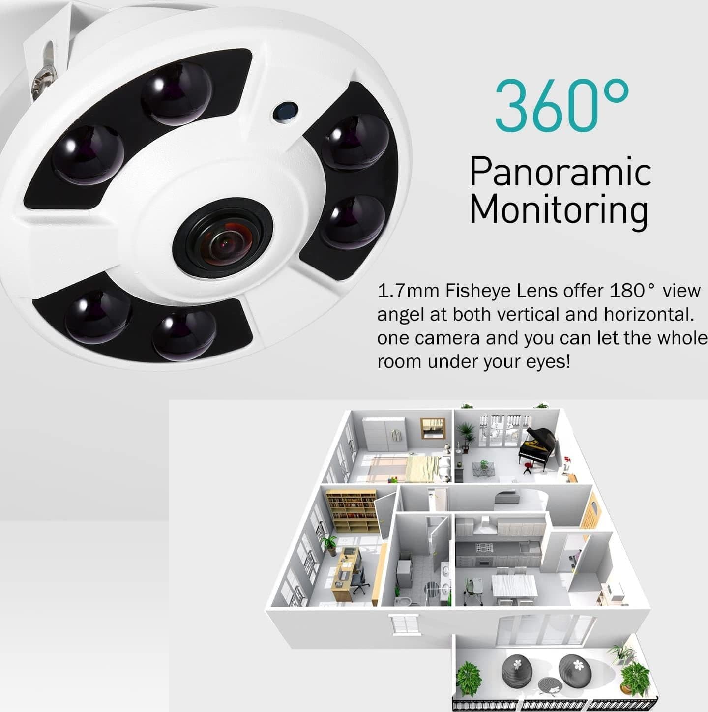 TELECAMERA AHD 360 GRADI FYSH EYE TELECAMERE ALTA DEFINIZIONE AMPIA VISIONE - 11