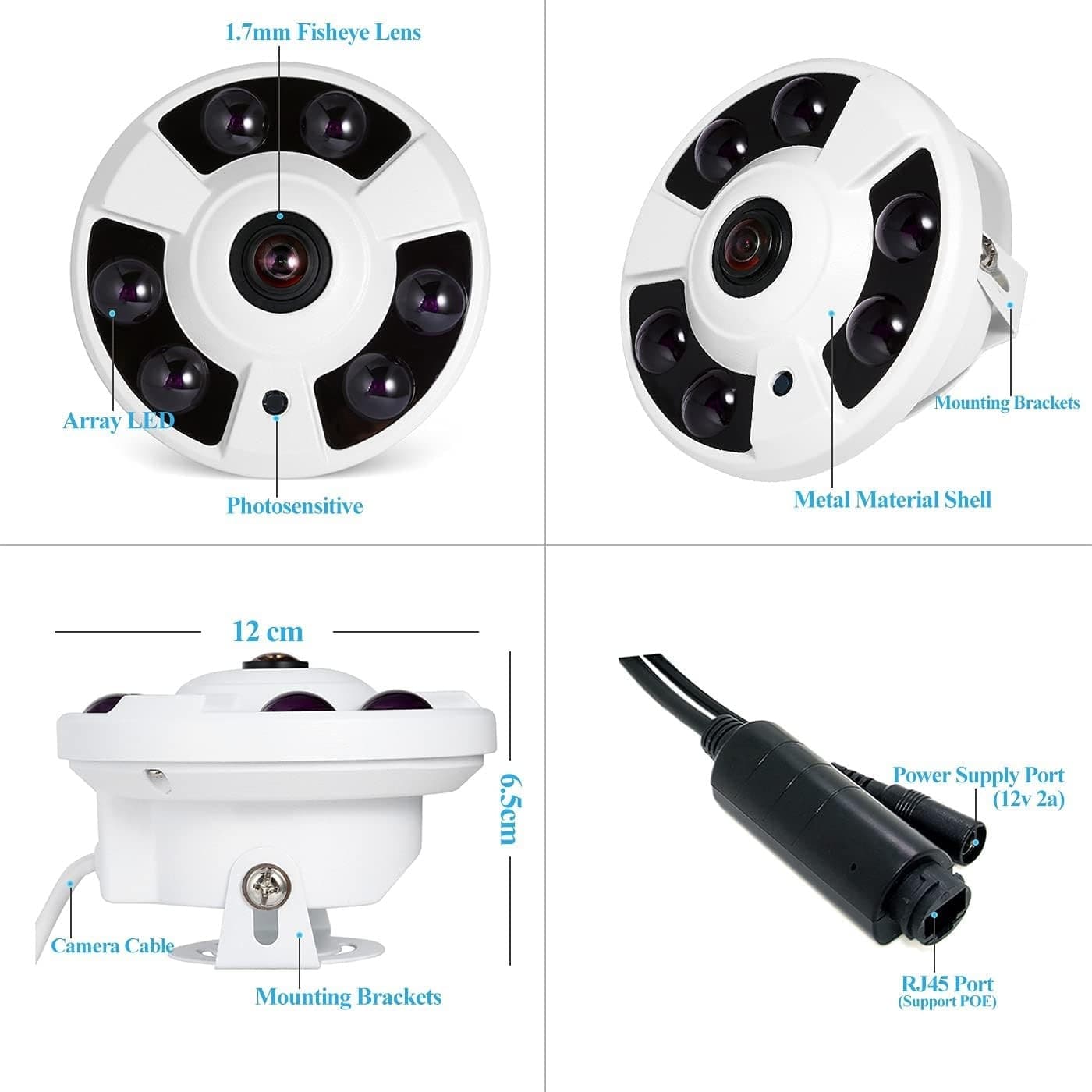TELECAMERA AHD 360 GRADI FYSH EYE TELECAMERE ALTA DEFINIZIONE AMPIA VISIONE - 9