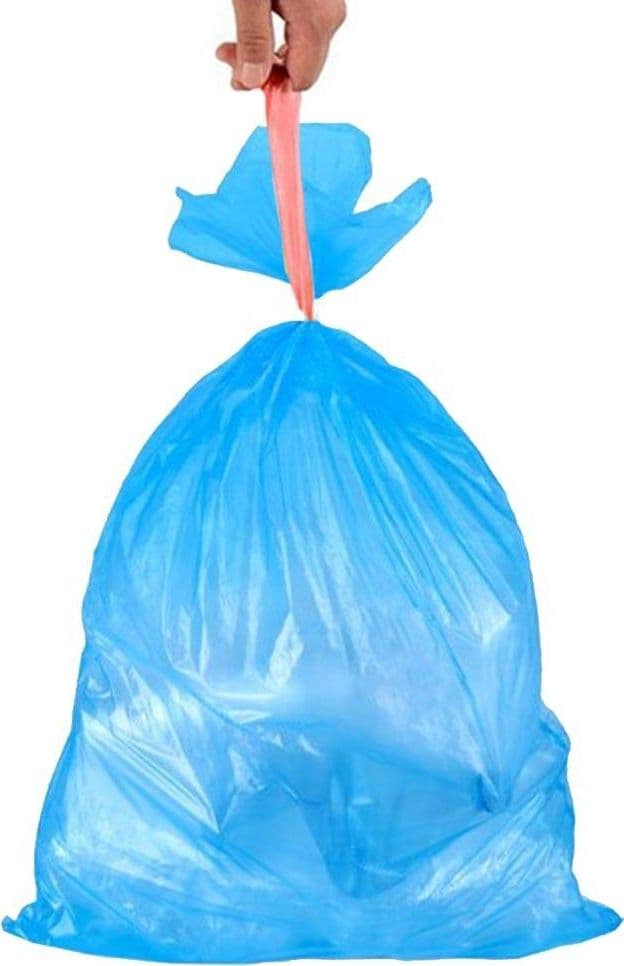 7X ROTOLI SACCHETTI BUSTE SPAZZATURA 40LT 55X65 CHIUSURA LACCETTO AZZURRO 105PZ - 2