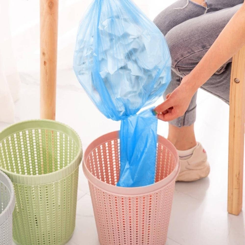 7X ROTOLI SACCHETTI BUSTE SPAZZATURA 40LT 55X65 CHIUSURA LACCETTO AZZURRO 105PZ - 5