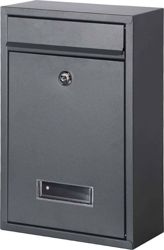 CASSETTA POSTALE PARETE ACCIAIO BUCA LETTERE POSTA ESTERNO CON CHIAVE GRIGIO - 2