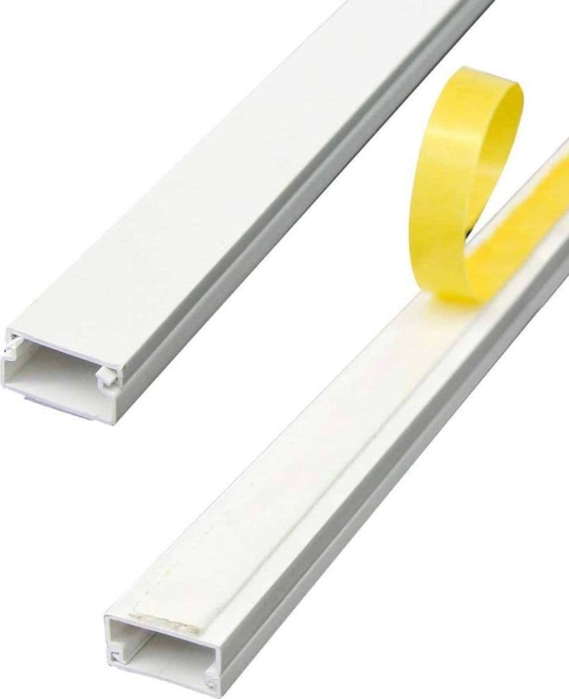 SET 2 CANALINA ELETTRICA PASSACAVI ADESIVA DA 1MT IN PLASTICA BIANCO 20 X 10 MM - 3