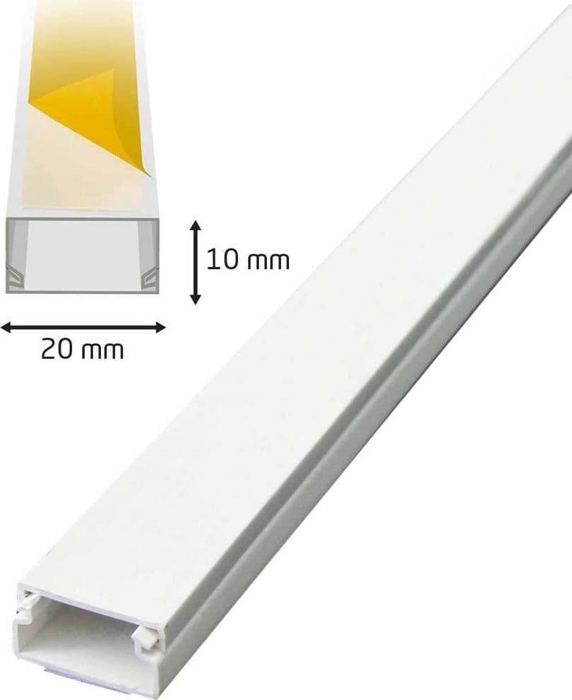 SET 2 CANALINA ELETTRICA PASSACAVI ADESIVA DA 1MT IN PLASTICA BIANCO 20 X 10 MM - 4