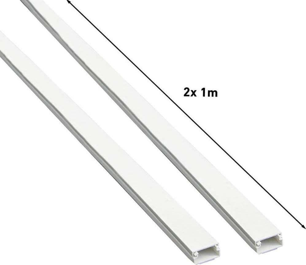 SET 2 CANALINA ELETTRICA PASSACAVI ADESIVA DA 1MT IN PLASTICA BIANCO 20 X 10 MM - 5