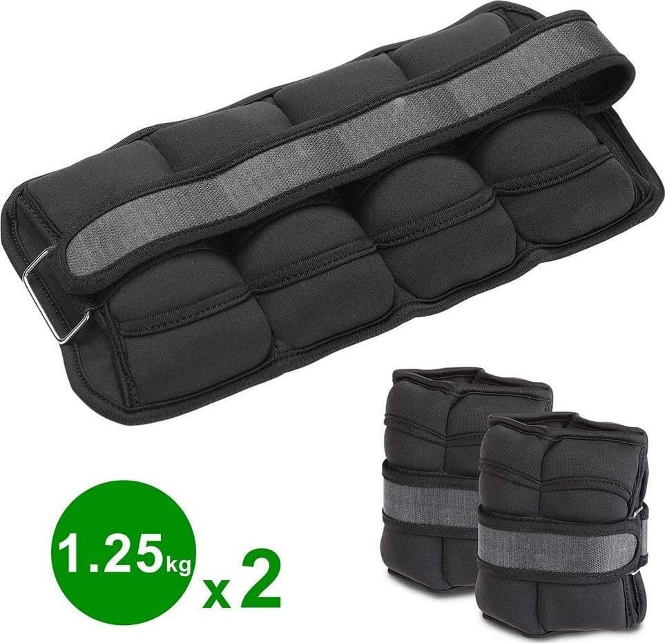 SET 2 PESI POLSI E CAVIGLIE 1,25 KG ALLENAMENTO PALESTRA AEROBICA FITNESS NERO - 2