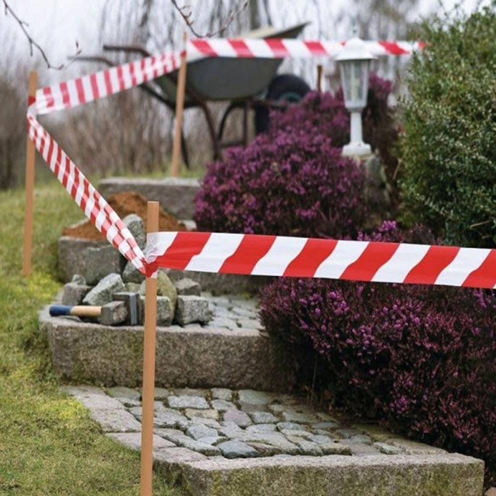 NASTRO SEGNALETICO DI SICUREZZA ROTOLO DA 50 MT SEGNA PERCORSO BIANCO ROSSO - 2