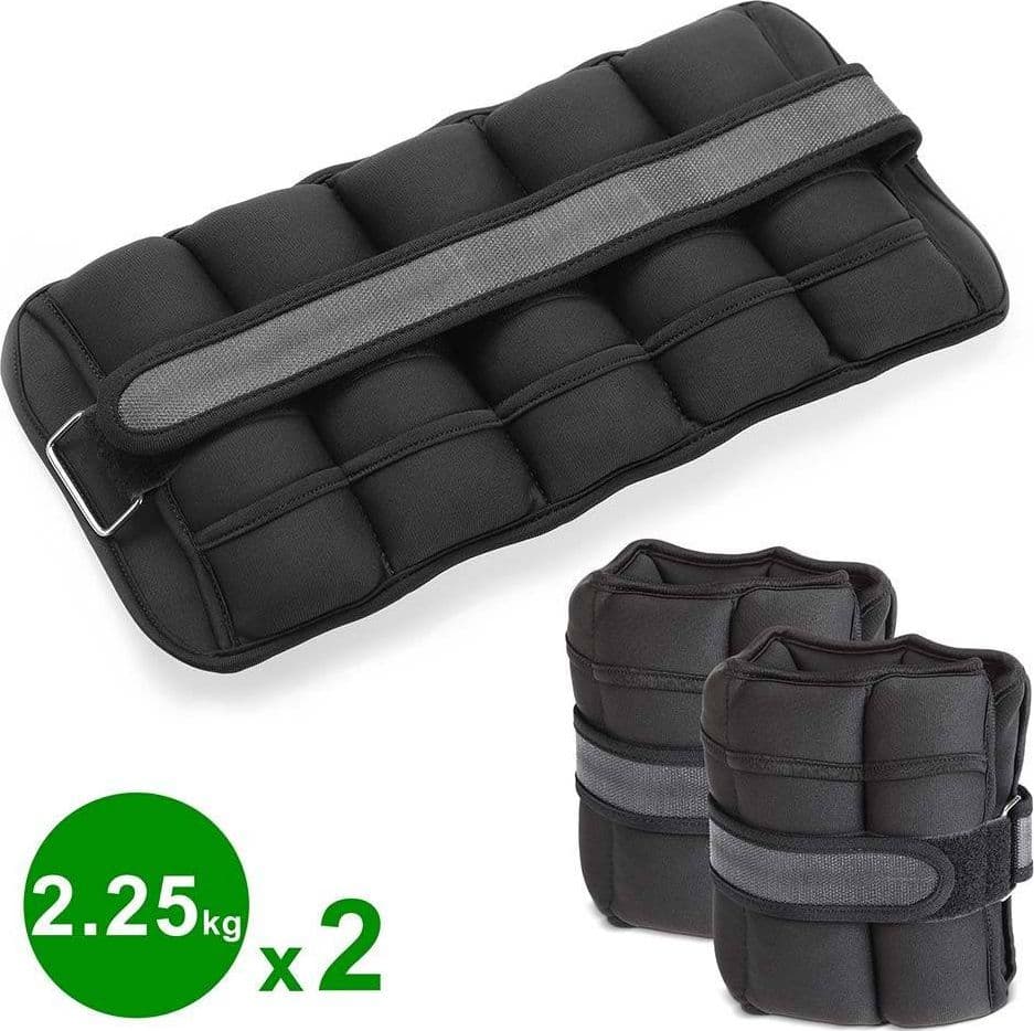 SET 2 PESI POLSI E CAVIGLIE 2,25 KG ALLENAMENTO PALESTRA AEROBICA FITNESS NERO - 4