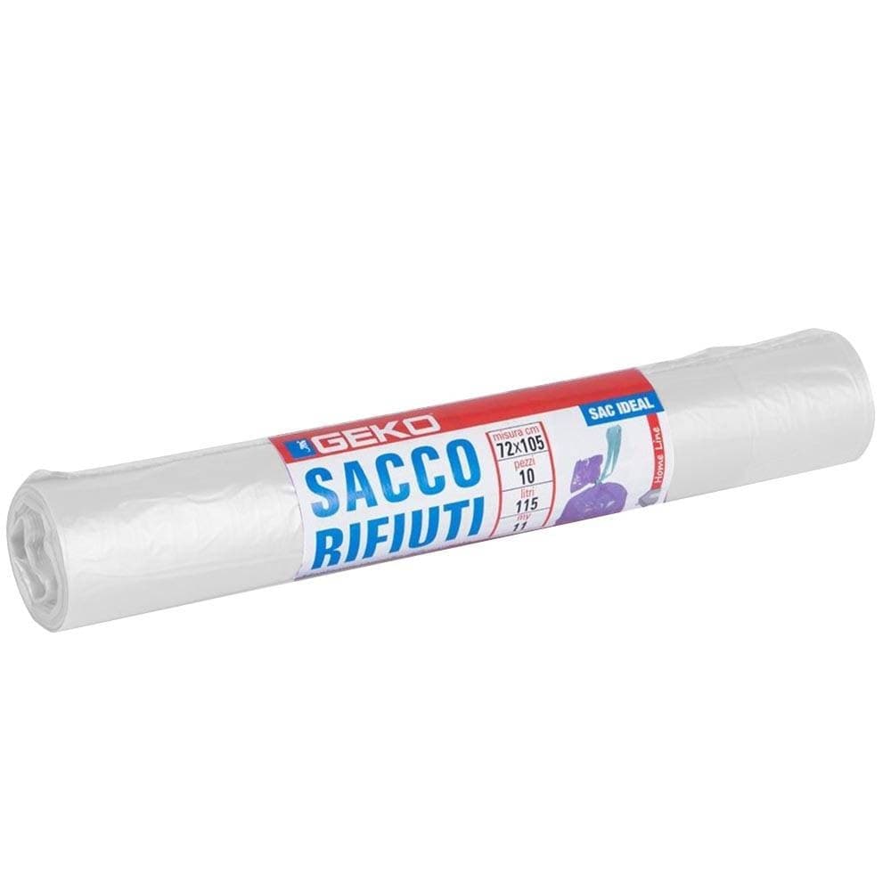 ROTOLI SACCHETTI BUSTE PER SPAZZATURA 115LT 72X105 CHIUSURA CON LACCETTO BIANCO - 3