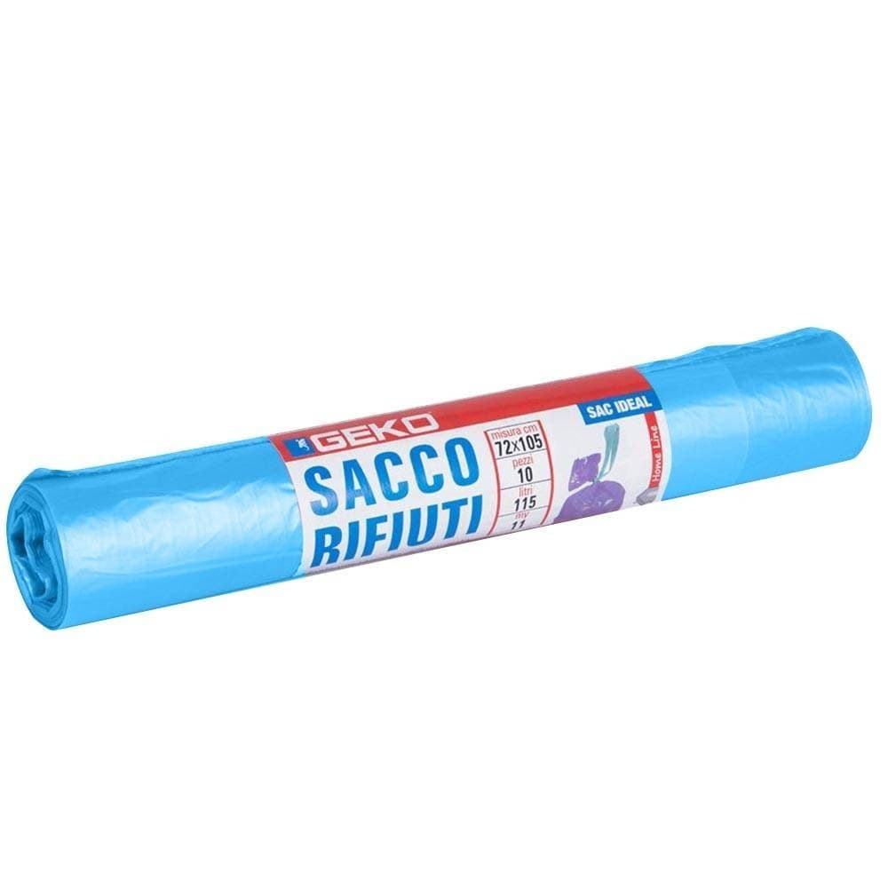 ROTOLI SACCHETTI BUSTE PER SPAZZATURA 115LT 72X105CM CHIUSURA CON LACCETTO BLU - 3