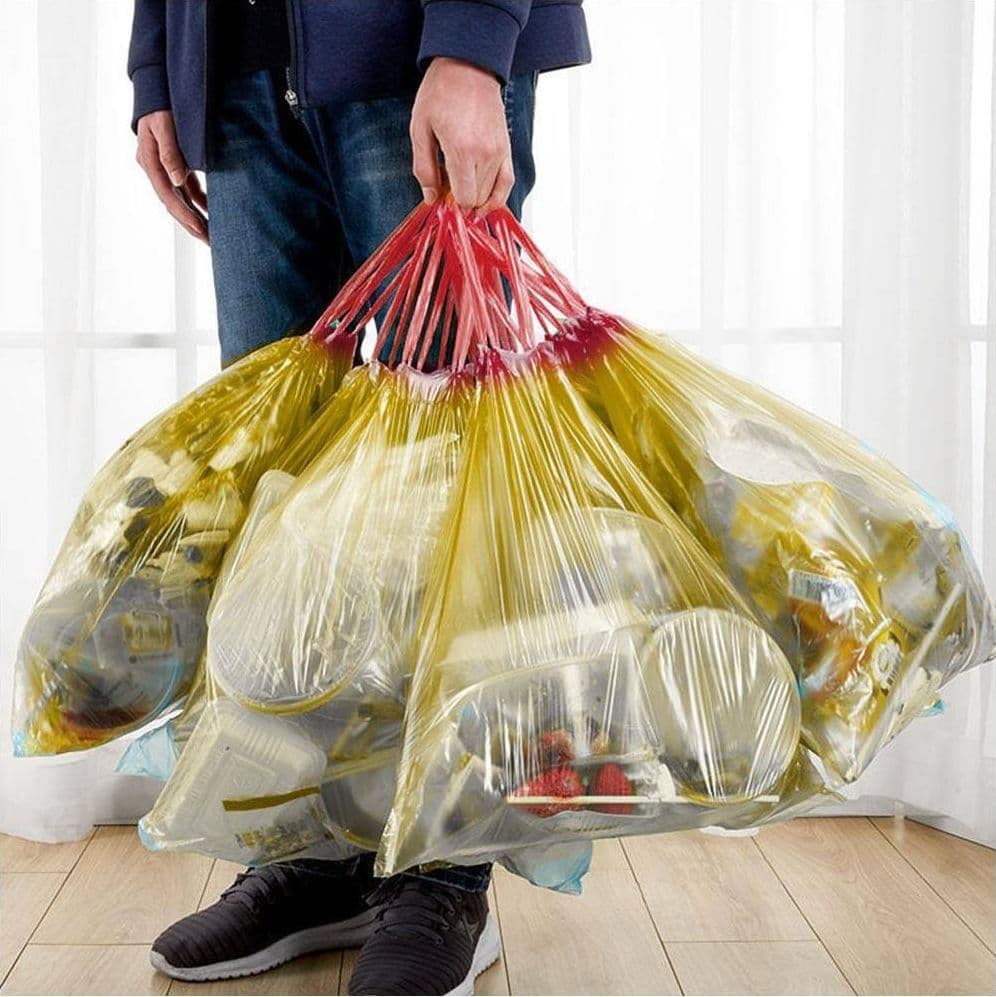5 ROTOLI SACCHETTI BUSTE SPAZZATURA PROFUMATI 45LT 50X60 CON MANICI GIALLO 100PZ - 3