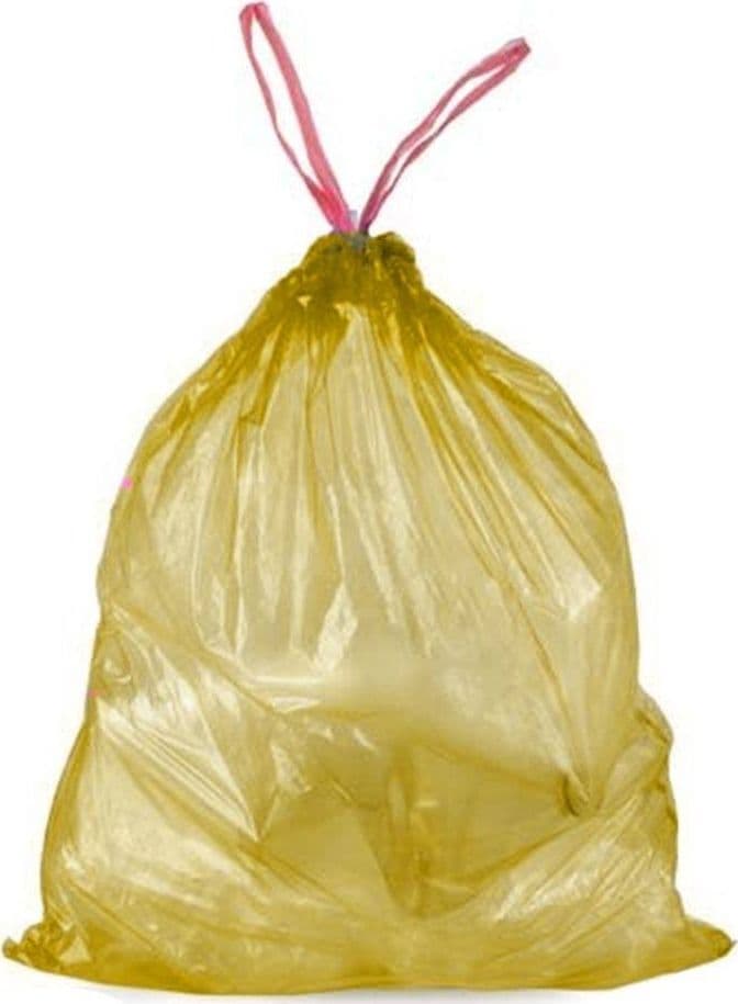 5 ROTOLI SACCHETTI BUSTE SPAZZATURA PROFUMATI 45LT 50X60 CON MANICI GIALLO 100PZ - 5
