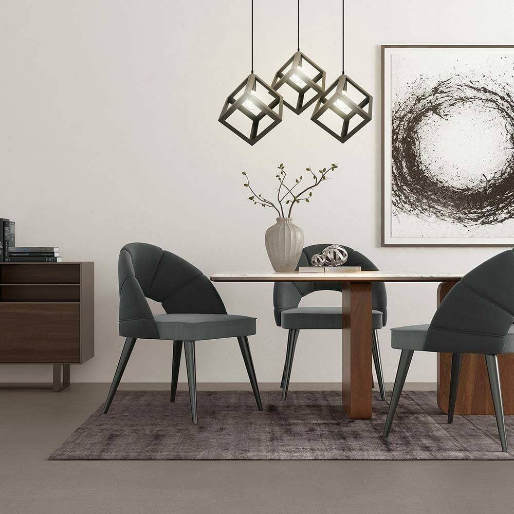 LAMPADARIO LAMPADA SOSPENSIONE CUBO 18CM DESIGN MODERNO PARALUME METALLO NERO - 2