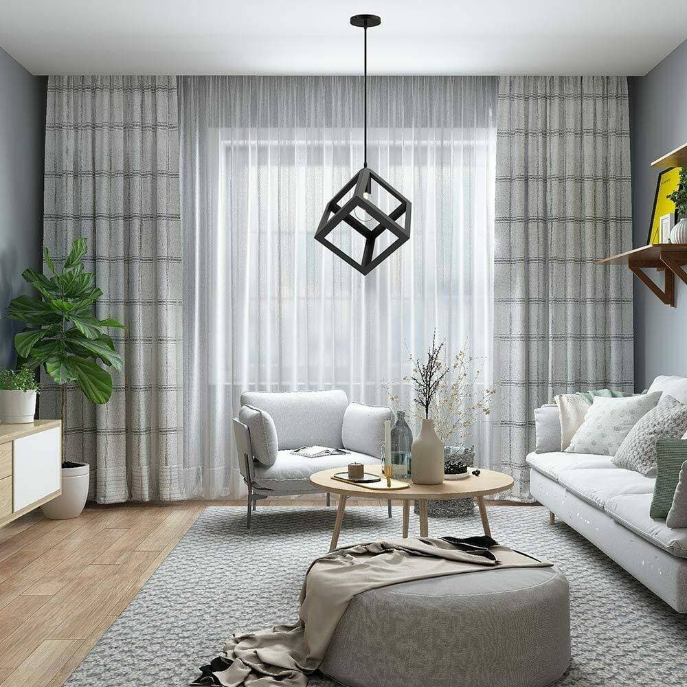 LAMPADARIO LAMPADA SOSPENSIONE CUBO 18CM DESIGN MODERNO PARALUME METALLO NERO - 4