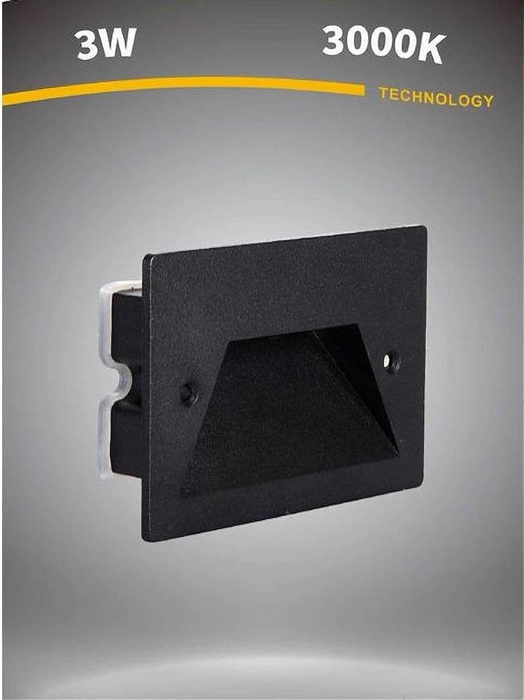 SEGNAPASSO A LED 3 W FARETTO APPLIQUE LUCE FREDDA CALDA NATURALE IP65 ES49 NERO - 3