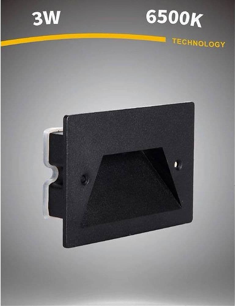 SEGNAPASSO A LED 3 W FARETTO APPLIQUE LUCE FREDDA CALDA NATURALE IP65 ES49 NERO - 4