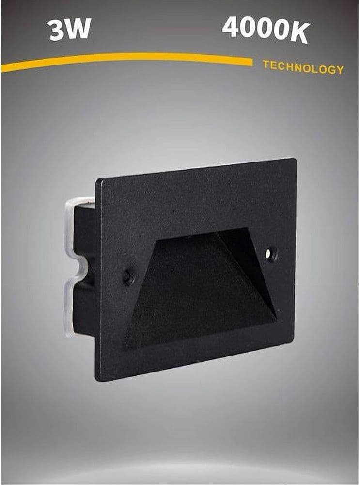 SEGNAPASSO A LED 3 W FARETTO APPLIQUE LUCE FREDDA CALDA NATURALE IP65 ES49 NERO - 5
