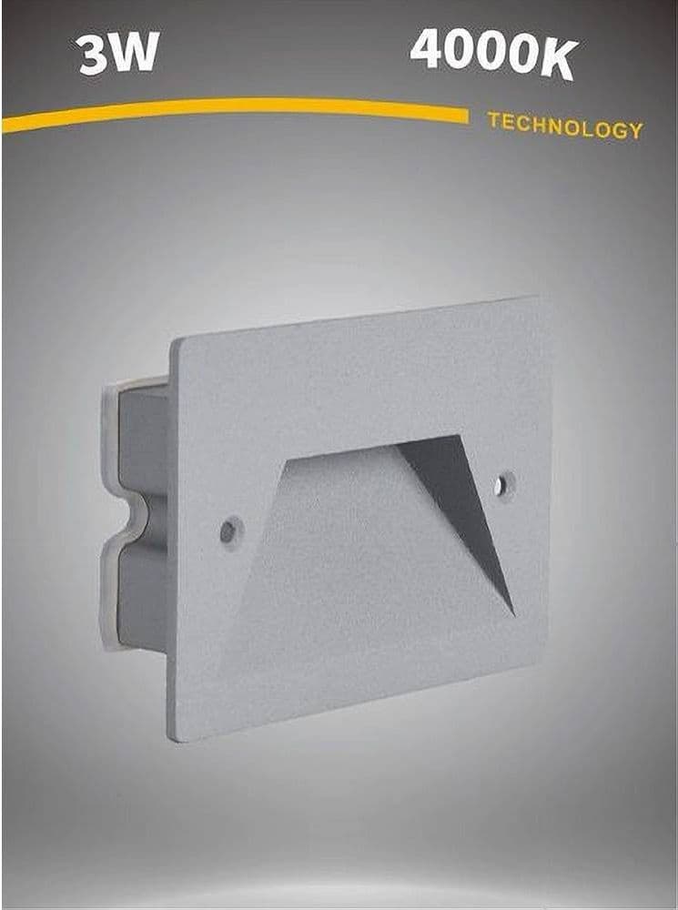 SEGNAPASSO A LED 3W GRIGIO FARETTO APPLIQUE LUCE FREDDA CALDA NATURALE IP65 ES49 - 4