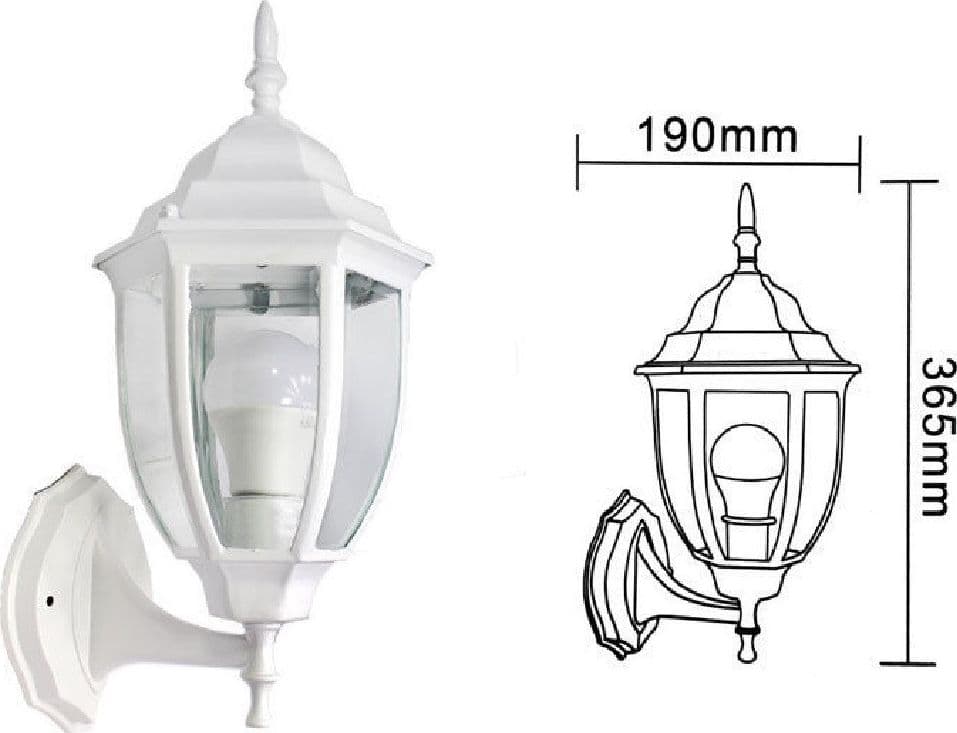 LANTERNA DA GIARDINO ANTICA LAMPADA PARETE APPLIQUE DA ESTERNO A MURO RETRÒ ES09 – Bianco – moderno