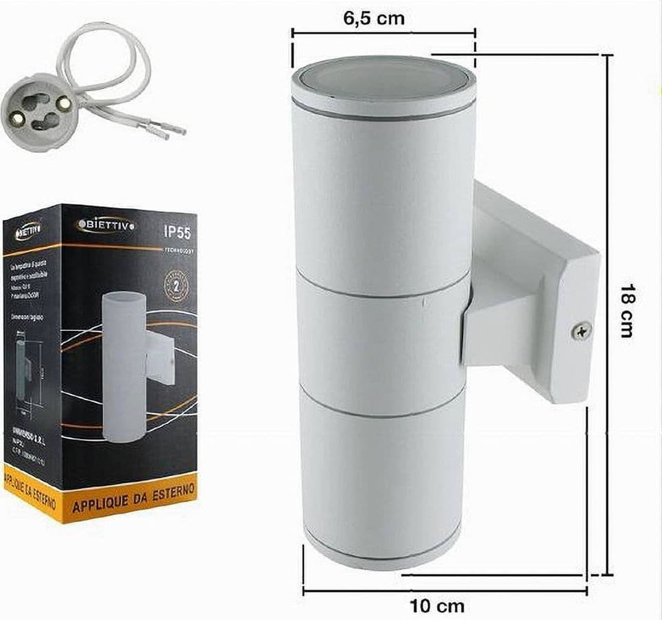 APPLIQUE DOPPIA EMISSIONE A PARETE GIARDINO ESTERNO IP55 PORTALAMPADA GU10 ES01 - 5