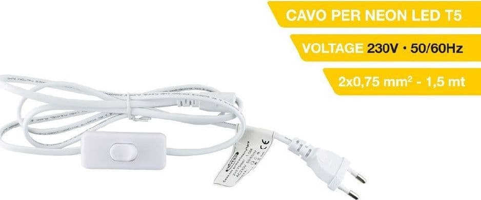 CAVO NEON JACK 3 PIN CON SPINA INTERRUTTORE CAVETTO SOTTOPENSILE LED 150CM S-T5 - 2