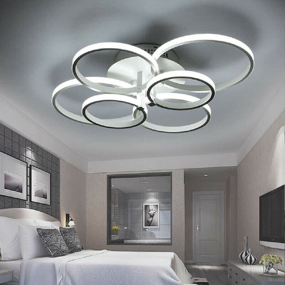 PLAFONIERA LED MODERNO 6 ANELLI LAMPADARIO 51 W LUCE FREDDA CALDA NATURALE C08 - 8