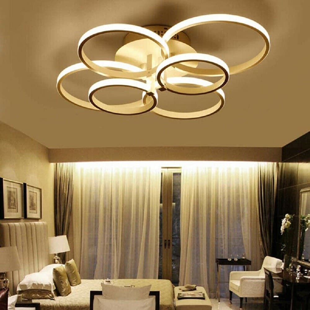 PLAFONIERA LED MODERNO 6 ANELLI LAMPADARIO 51 W LUCE FREDDA CALDA NATURALE C08 - 3