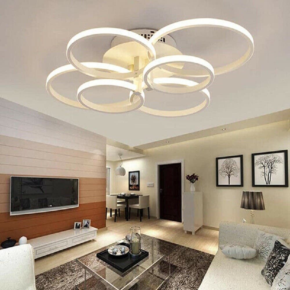 PLAFONIERA LED MODERNO 6 ANELLI LAMPADARIO 51 W LUCE FREDDA CALDA NATURALE C08 - 4