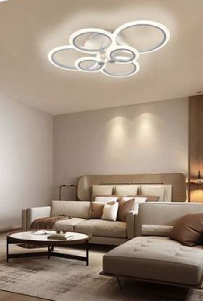 PLAFONIERA LED MODERNO 6 ANELLI LAMPADARIO 51 W LUCE FREDDA CALDA NATURALE C08 - 5