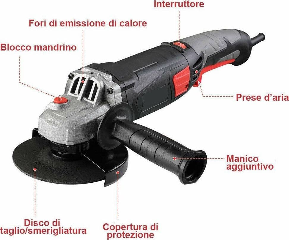 SMERIGLIATRICE ANGOLARE 870W FLEX FRULLINO 125MM VELOCITA REGOLABILE 6 DISCHI - 3