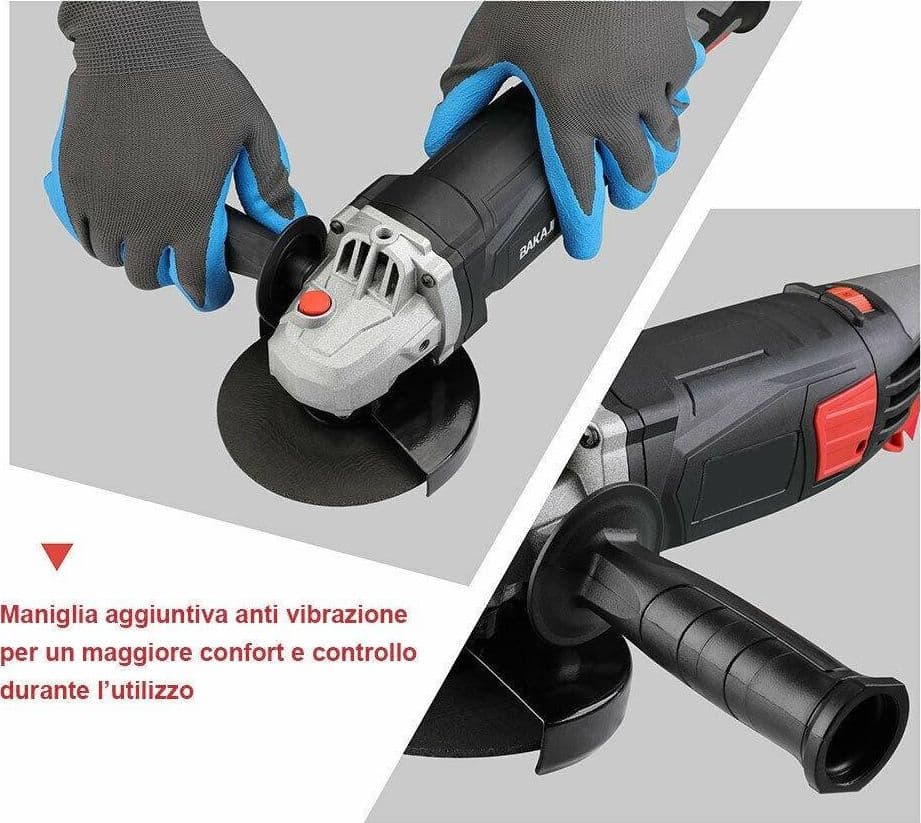 SMERIGLIATRICE ANGOLARE 870W FLEX FRULLINO 125MM VELOCITA REGOLABILE 6 DISCHI - 4