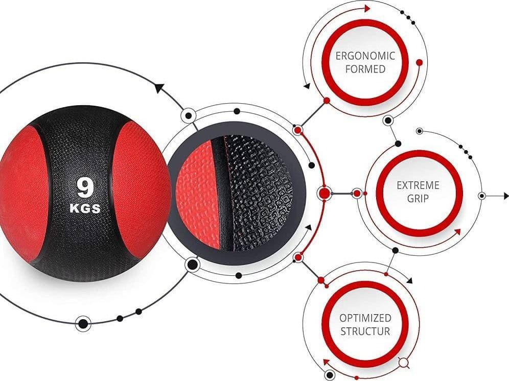 PALLA MEDICA DA 9 KG PER ALLENAMENTO ESERCIZI ATTREZZO FITNESS PALESTRA CASA - 2