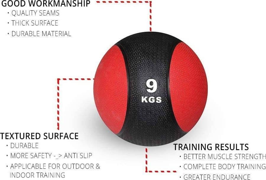 PALLA MEDICA DA 9 KG PER ALLENAMENTO ESERCIZI ATTREZZO FITNESS PALESTRA CASA - 3