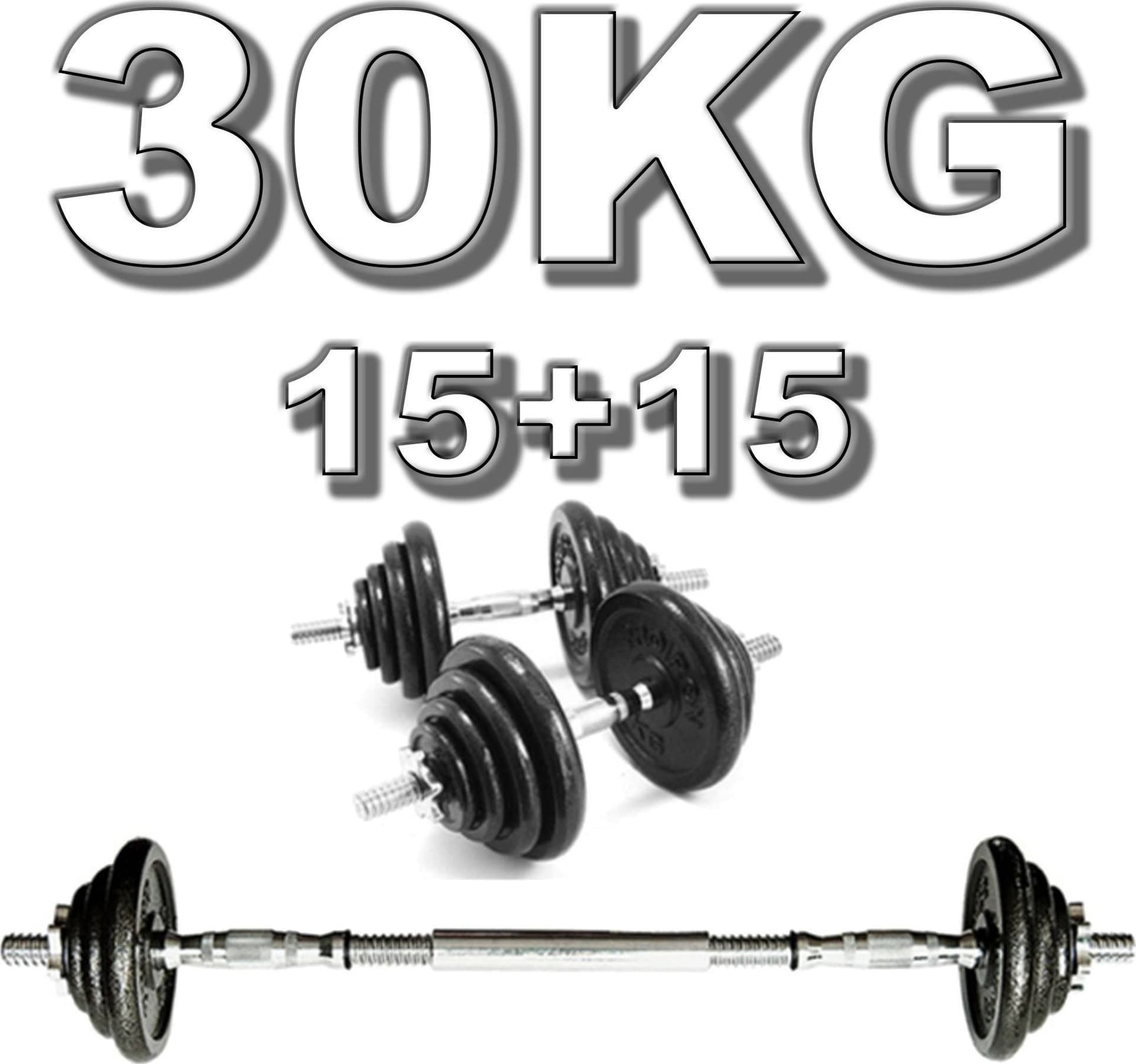 SET DI MANUBRI REGOLABILI DUMBBELL BILANCIERE 30 KG TOT REGOLABILE BODY BUILDING - 2