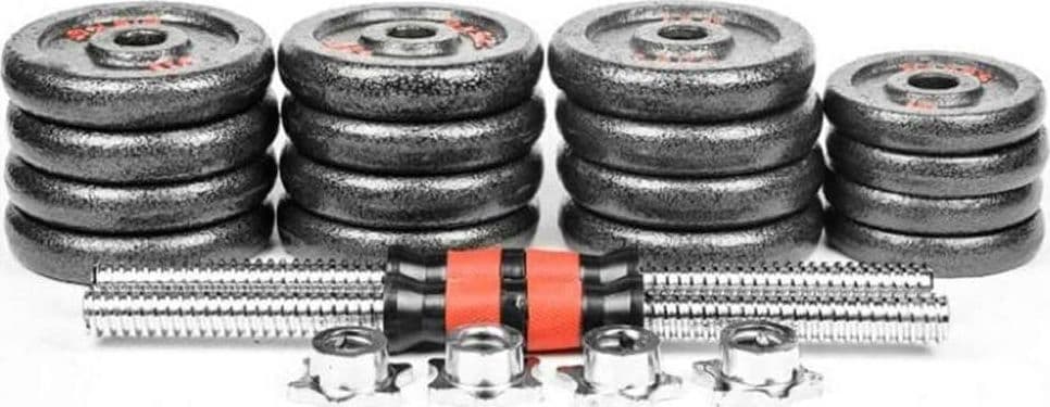 MANUBRI CON BILANCIERE REGOLABILE TOTALE DI 15 KG SOLLEVAMENTO PESI BODYBUILDING - 4