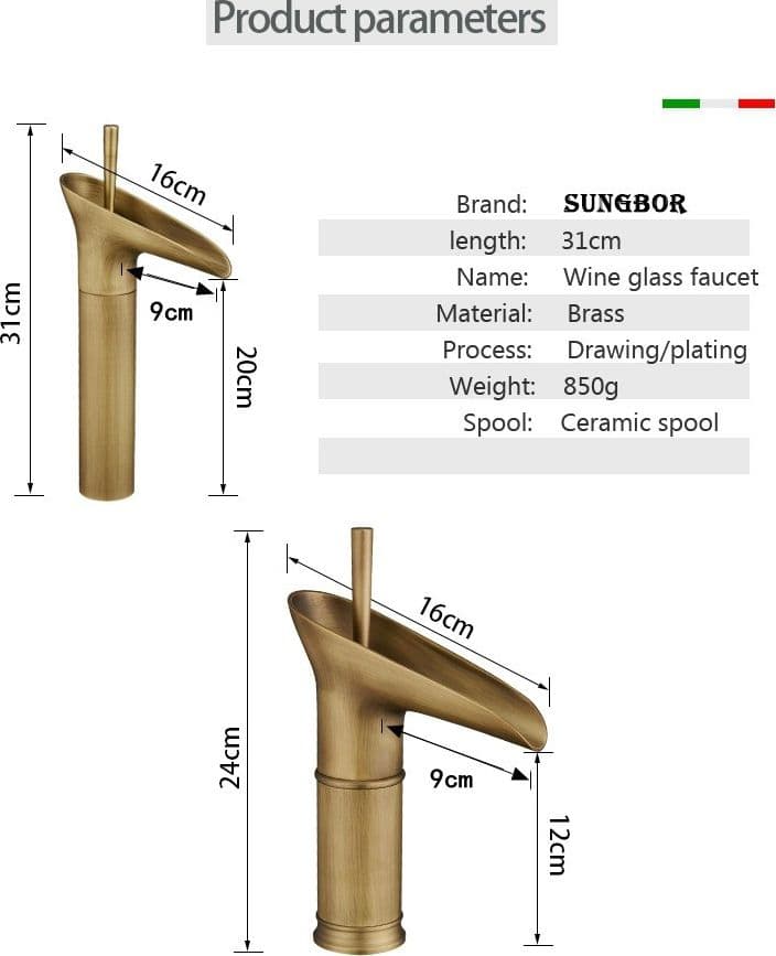 BAGNO LAVANDINO BIDET LAVABO MISCELATORE RUBINETTO OTTONE NERO ANTICO CASCATA - 2