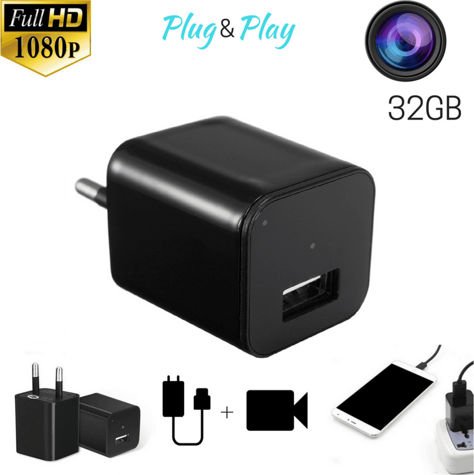 TELECAMERA NASCOSTA SPYCAM CARICATORE BATTERIA SMARTPHONE ADATTATORE USB 32GB HD - 3